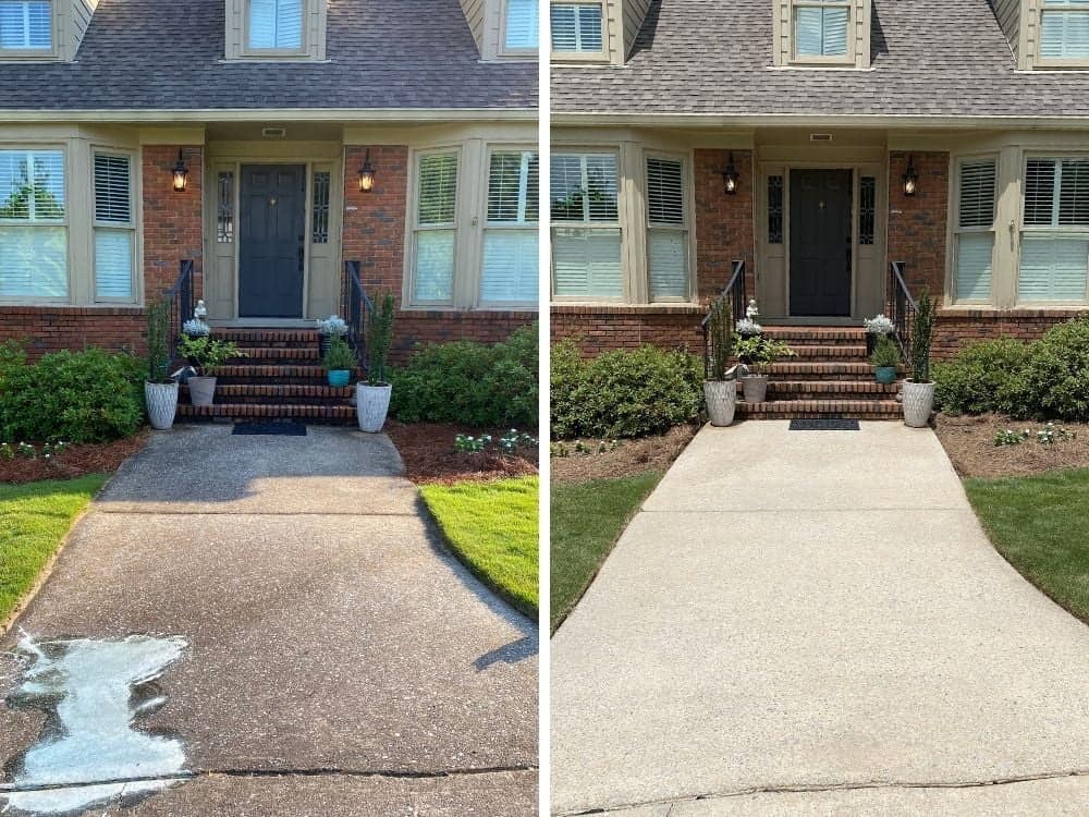 Pressure-washed and chemical treated entrance