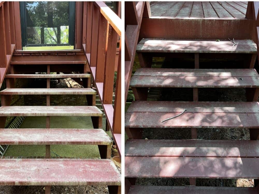 Deck Stairs pressure washed in Homewood AL